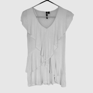 Milano Ruffles and Lace Sleeveless Top Flowy Womens Blouse Size L